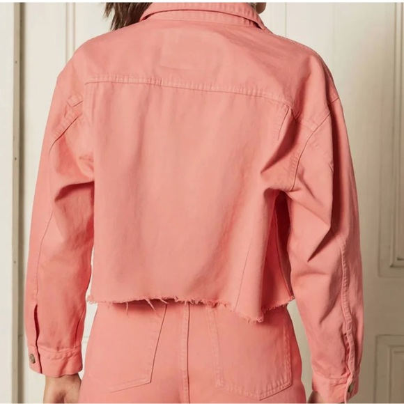 BOYISH the Harvey cropped denim jacket pretty in pink size small new with tags - Picture 2 of 4